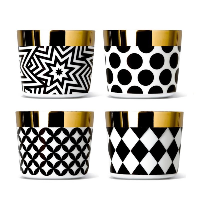 Sip of Gold Black & White Champagne/Cocktail/Water Goblets by Sieger by Fürstenberg