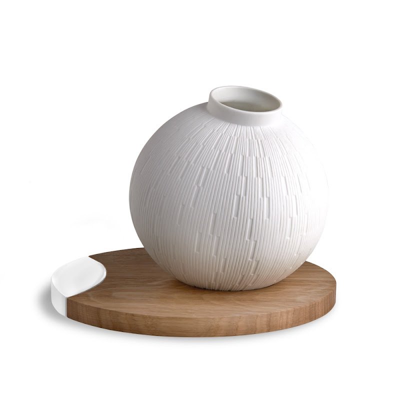 Infini Small Vase on Wooden Base by Haviland