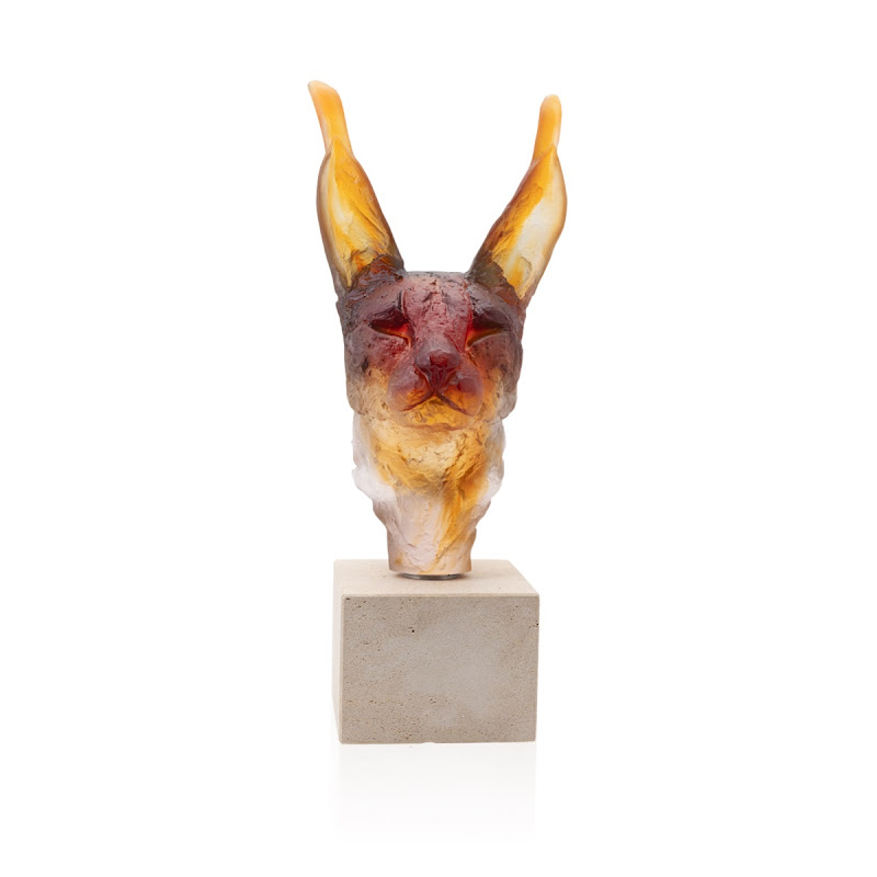 Sculpture " Caracal Head" by Daum