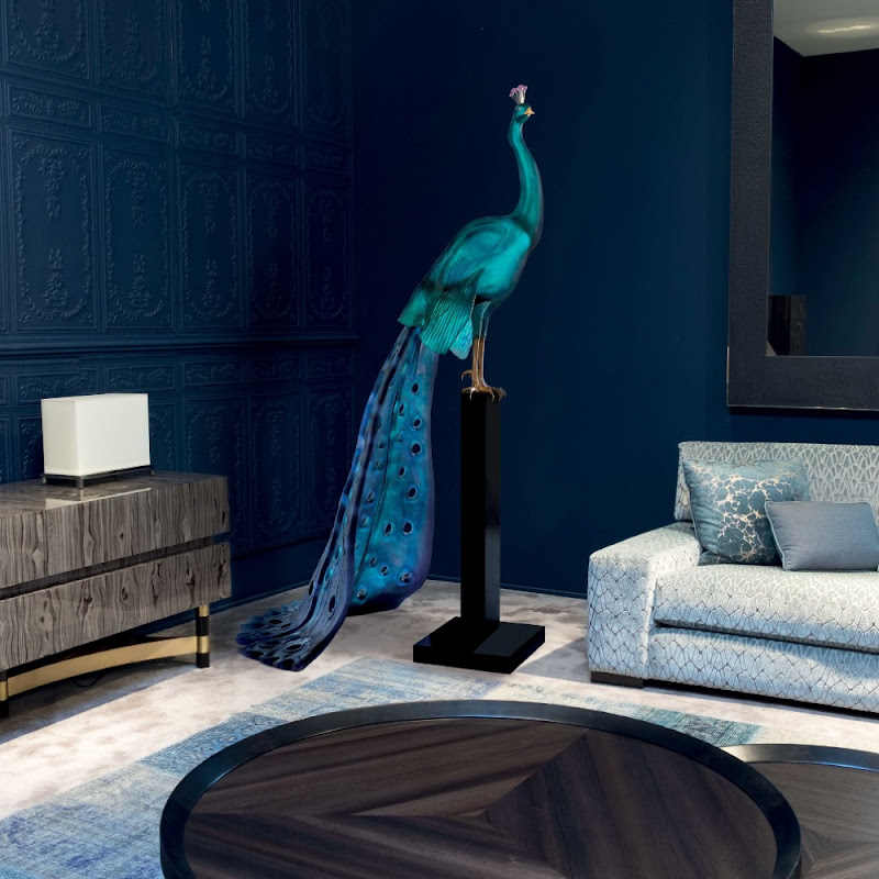 Sculpture " Tropical Peacock" by Daum