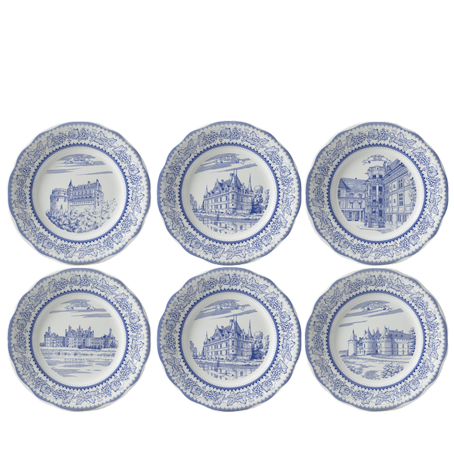 Box with 6 plates "Chateaux de la Loire" by Gien