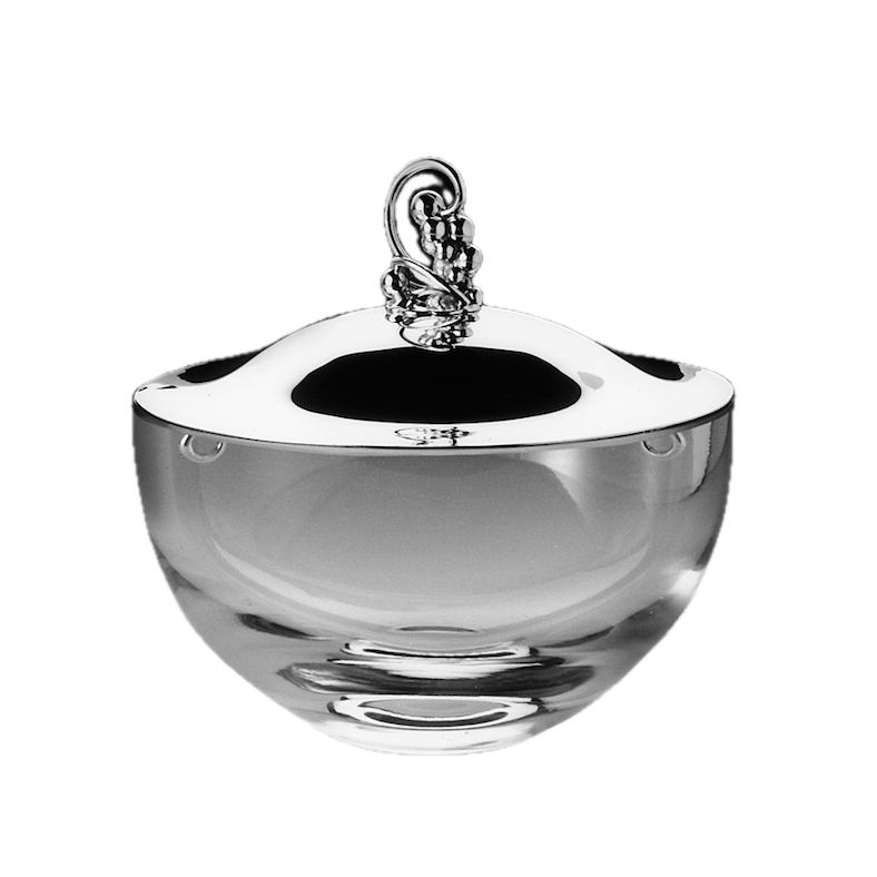 Cristal bowl with silver cover and silver trimming by Robbe & Berking
