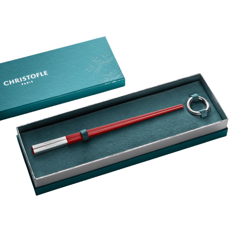 Set Chopsticks Red with Rest by Christofle