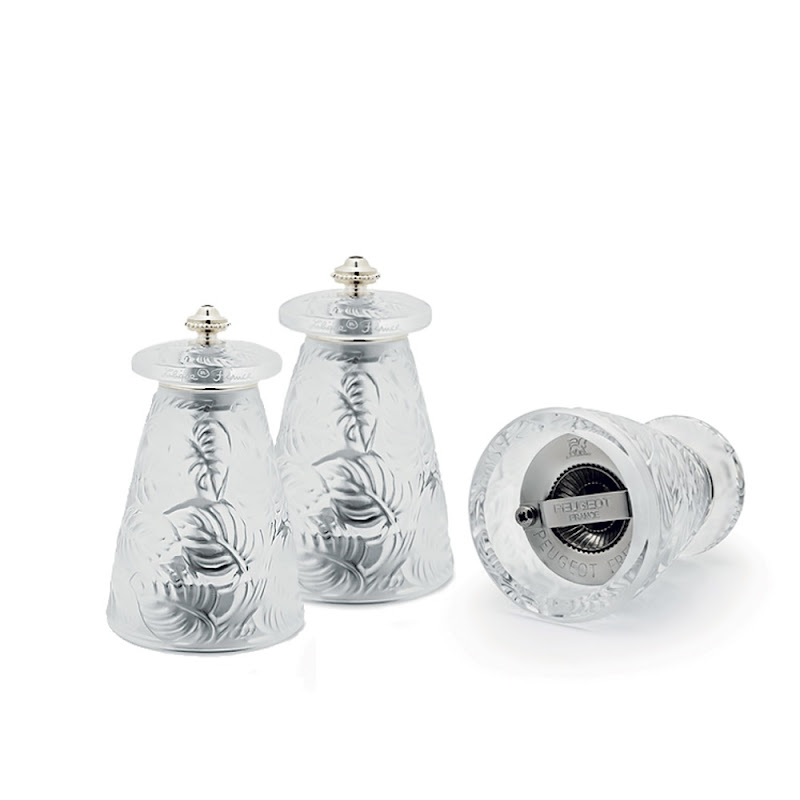 Feuilles Salt & Pepper Grinder on Tray by Lalique