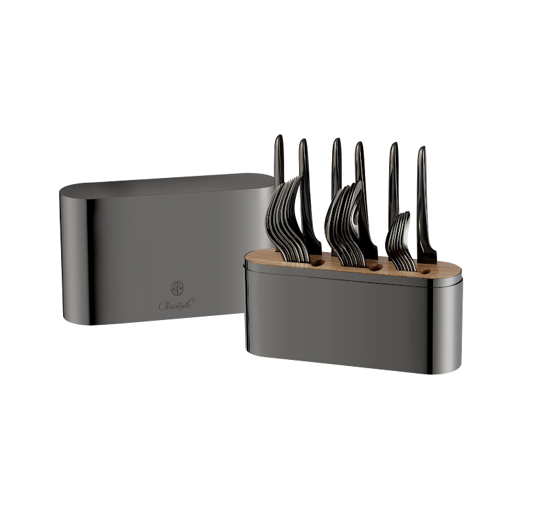 Cutlery set "L'Ame Black" 24 pieces, stainless steel in Box by Christofle