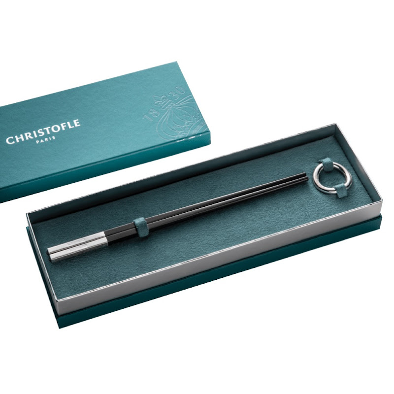 Set Chopsticks Black with Rest by Christofle
