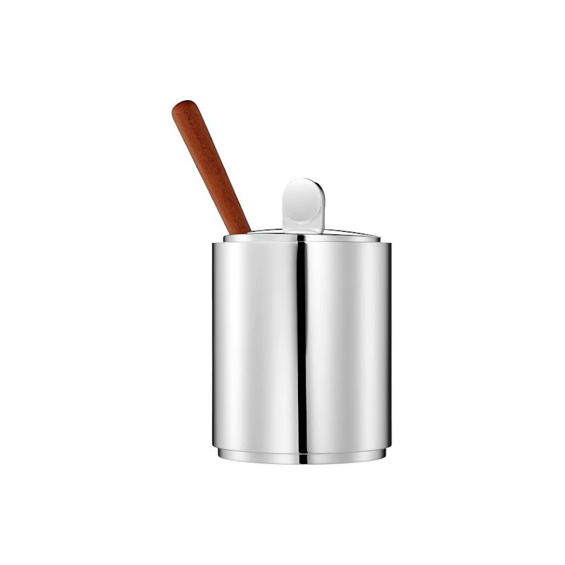 Normandie Mustard Pot with Wooden Spoon by Puiforcat