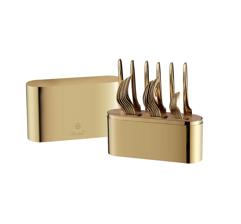 Cutlery set "L'Ame Gold" 24 pieces, stainless steel in Box by Christofle