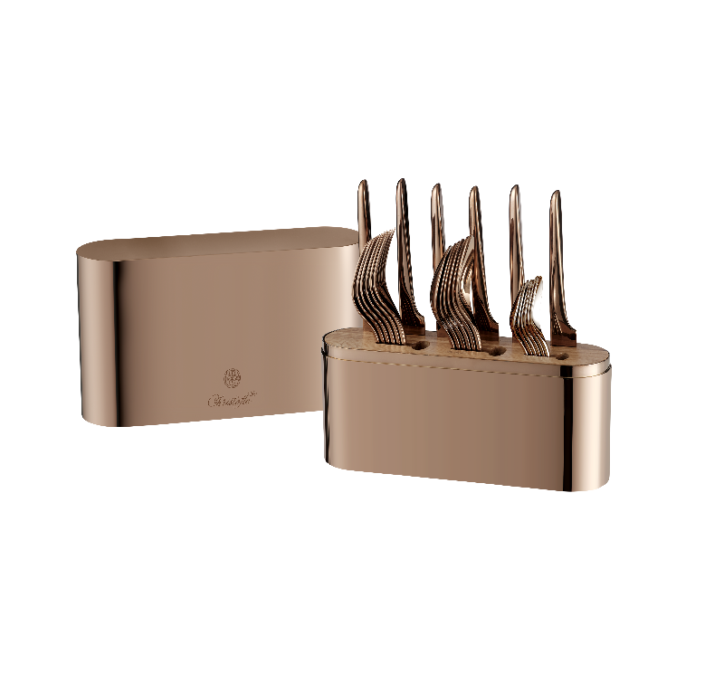 Cutlery set "L'Ame Copper" 24 pieces, stainless steel in Box by Christofle
