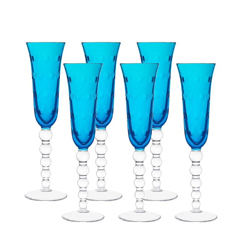 Champagne flute "Bubbles", set van 6 by Saint Louis