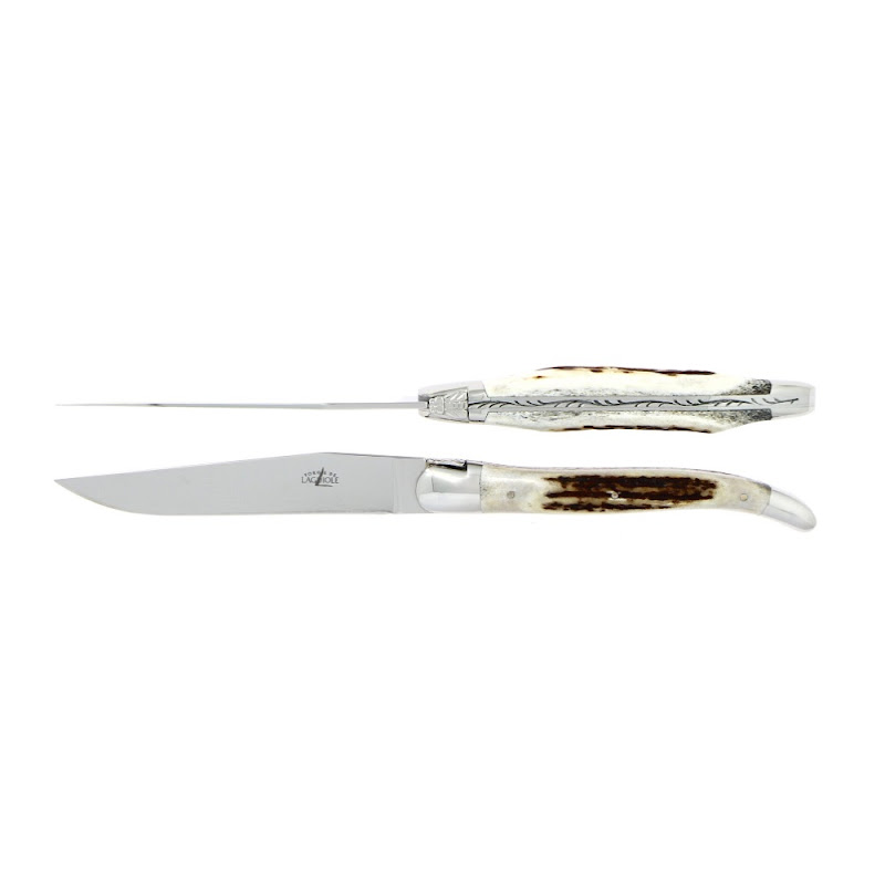 Steak/dinnerknife with Deer Antler Handle by Forge de Laguiole