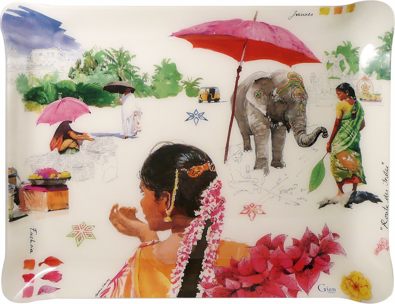 Serving tray "Route des Indes" by Gien