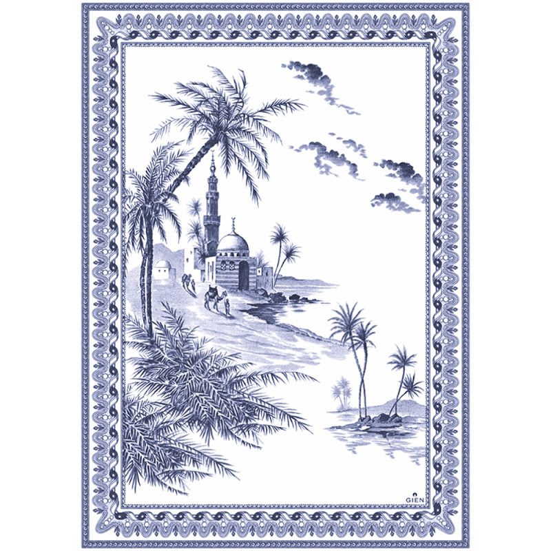 Theedoek, "Les Dépareillées Bleu",  set van 2 by Gien