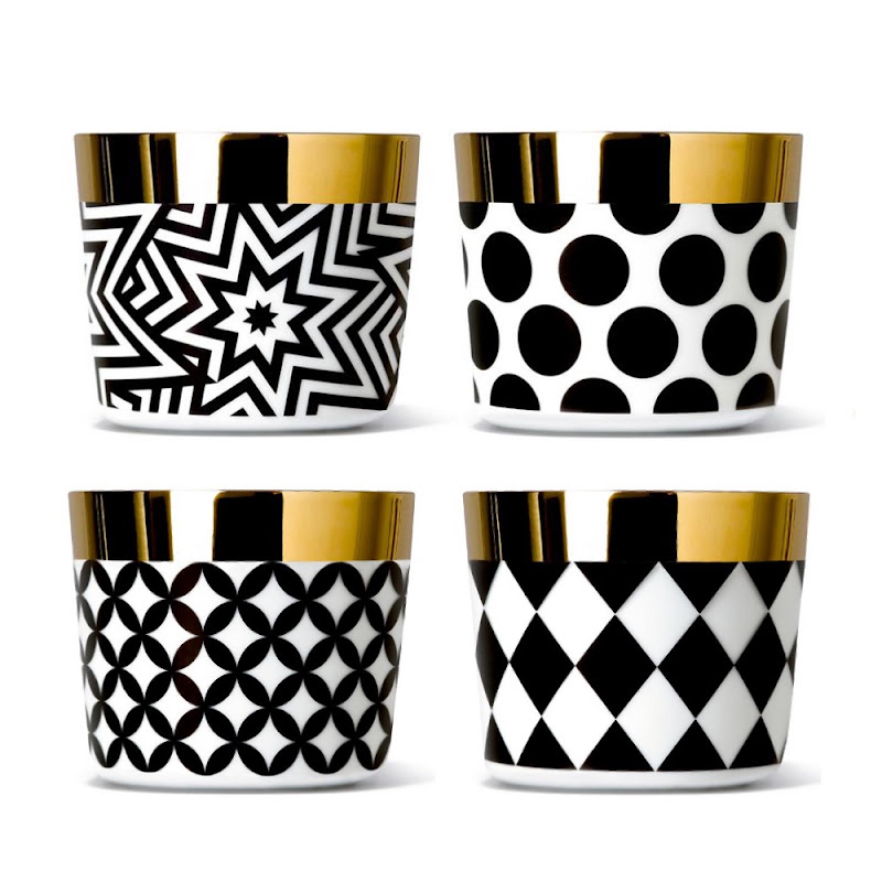 Sip of Gold Black & White Champagne/Cocktail/Water Goblets by Sieger by Fürstenberg