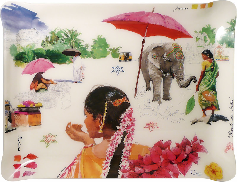 Serving tray "Route des Indes" by Gien