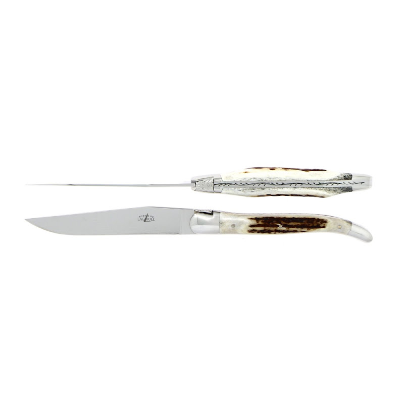 Steak/dinnerknife with Deer Antler Handle by Forge de Laguiole