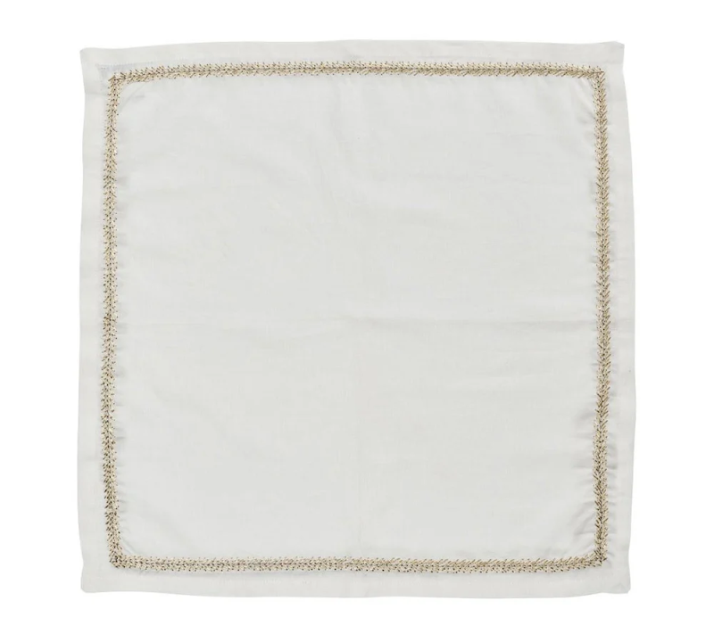 Napkin 'Jardin' white/gold/silver by Kim Seybert
