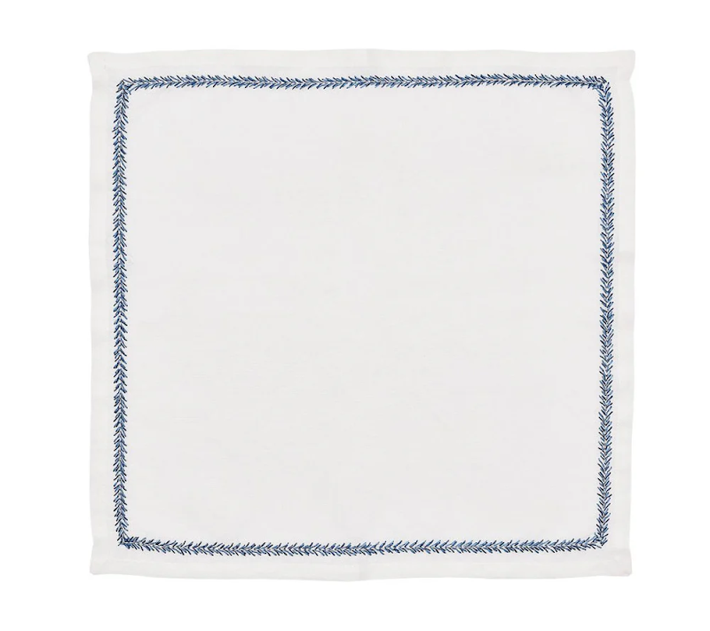 Napkin 'Jardin' white/blue by Kim Seybert