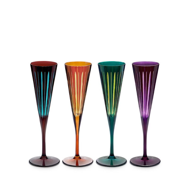Prism Set of 4 Champagne Glasses Assorted by L'Objet