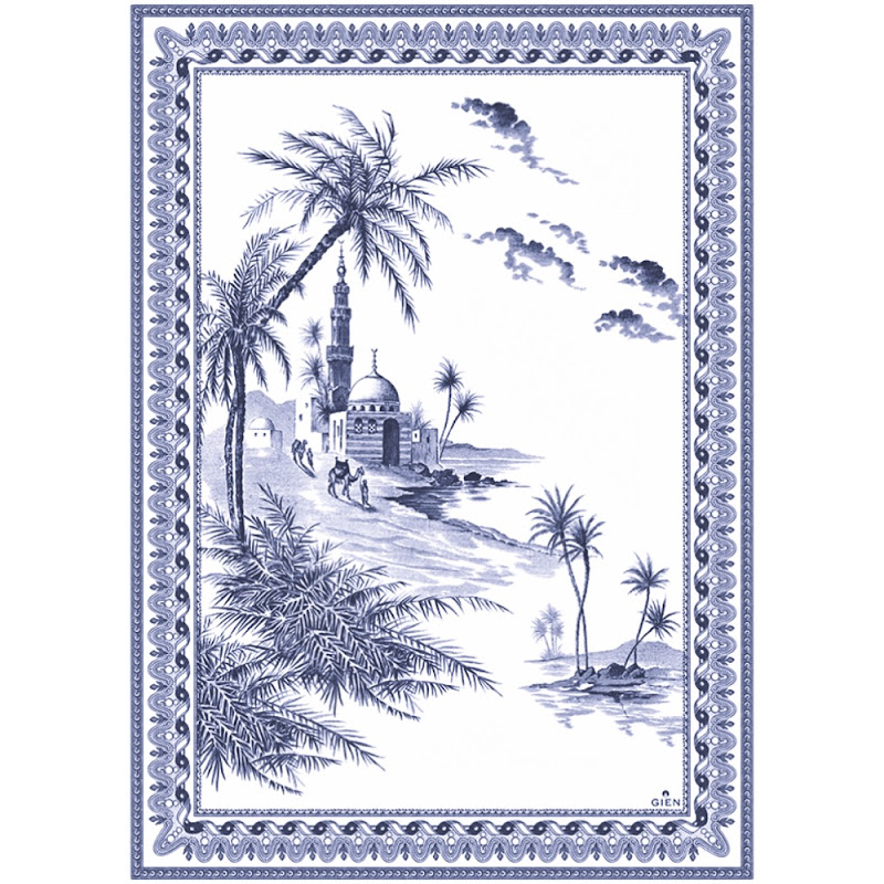 Theedoek, "Les Dépareillées Bleu",  set van 2 by Gien