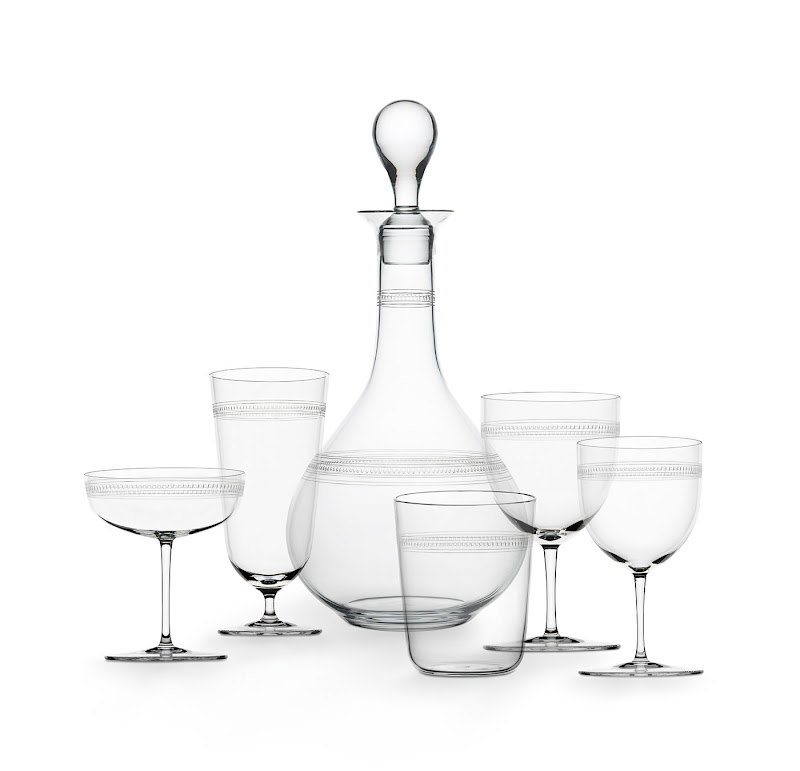 Drinking set no. 4 "Pearl Border" by Lobmeyr